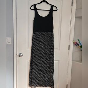 Vince Camuto Black Tank Maxi Dress with Printed Sheer Skirt